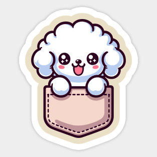Kawaii Bichon Frise Puppy in Pocket Cute Peeking Dog Lover Sticker